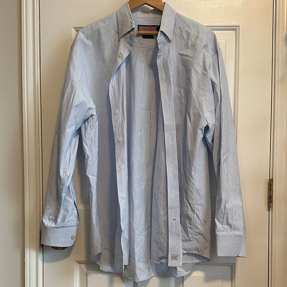 Vineyard Vines Blue and White Striped Casual Shirt
